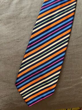 PAUL SMITH Striped Multi-Color Men’s Tie - Blue, Orange & Pink